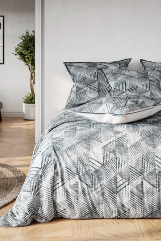 $Parure de couette en coton 57 fils/cm² Elio - Gris et blanc