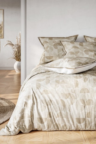 $Parure de couette en coton 57 fils/cm² Lara - Beige et blanc