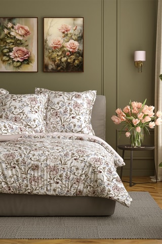 $Parure de couette en coton 57 fils/cm² Erin - Blanc et gris