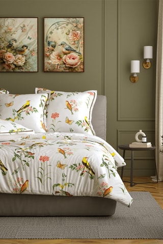 $Parure de couette en coton 57 fils/cm² Clarisse - Blanc et vert