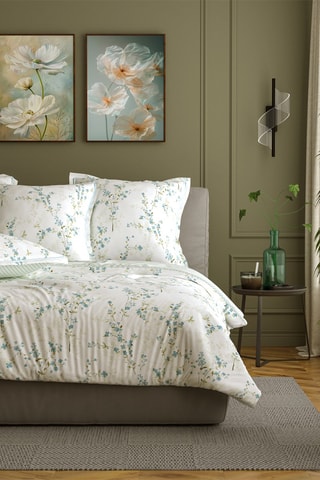 $Parure de couette en coton 57 fils/cm² Lilou - Blanc et bleu