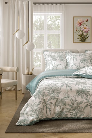 $Parure de draps en percale de coton Jenna - Vert et blanc