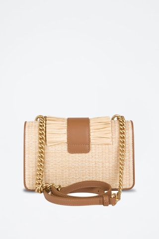 $Sac bandoulière en cuir et lin - Beige et marron - Pinko