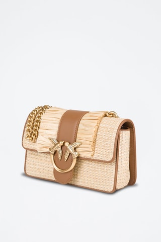 $Sac bandoulière en cuir et lin - Beige et marron - Pinko