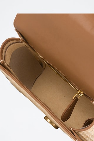 $Sac bandoulière en cuir et lin - Beige et marron - Pinko