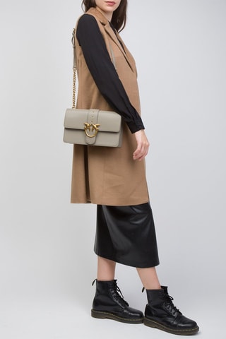 $Sac bandoulière en cuir Love One Classic - Taupe - Pinko
