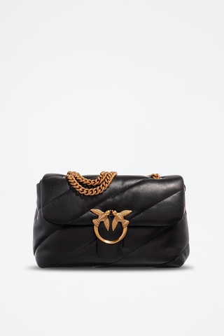 $Sac bandoulière en cuir Love Puff - Noir et doré - Pinko