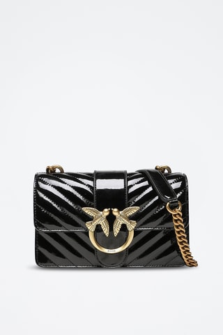 $Sac bandoulière en cuir de mouton verni Love One - Noir - Pinko
