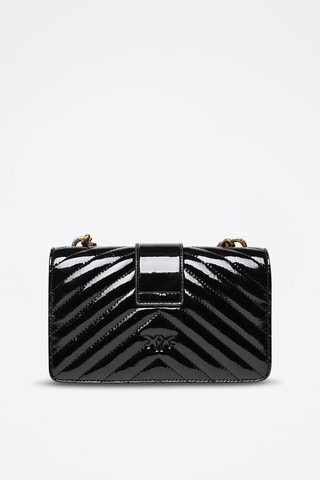 $Sac bandoulière en cuir de mouton verni Love One - Noir - Pinko