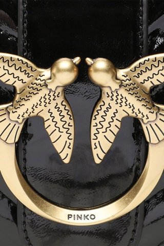 $Sac bandoulière en cuir de mouton verni Love One - Noir - Pinko