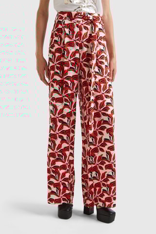 $Pantalon taille haute - Rouge