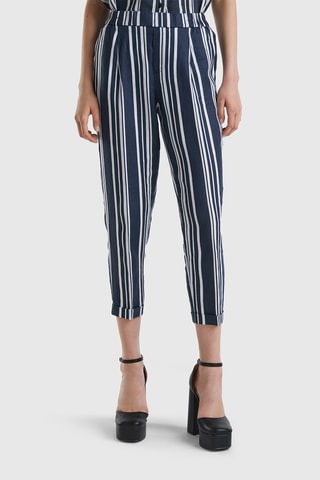 $Pantalon 7/8 en lin - Bleu foncé