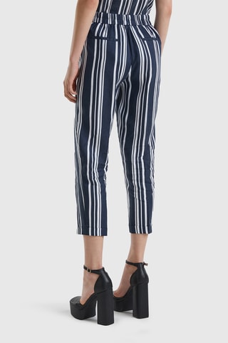 $Pantalon 7/8 en lin - Bleu foncé