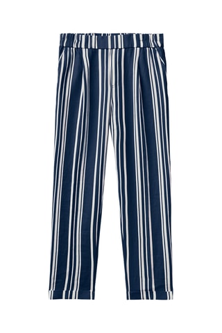 $Pantalon 7/8 en lin - Bleu foncé
