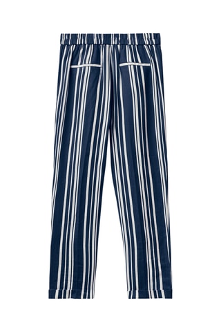 $Pantalon 7/8 en lin - Bleu foncé