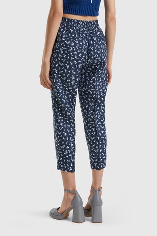 $Pantalon 7/8 en lin - Bleu foncé