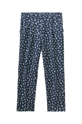 $Pantalon 7/8 en lin - Bleu foncé