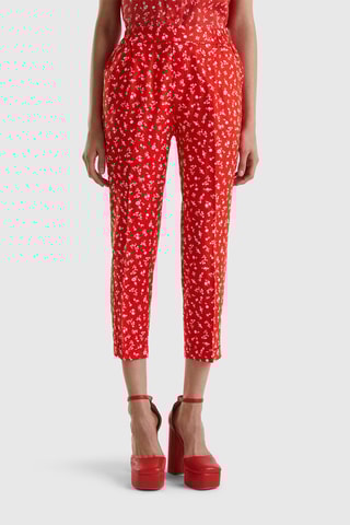 $Pantalon carotte 7/8 en lin - Orange