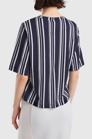 $T-shirt en lin - Bleu foncé
