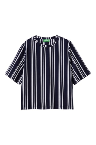 $T-shirt en lin - Bleu foncé