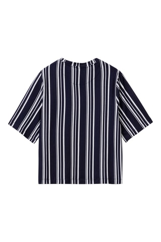 $T-shirt en lin - Bleu foncé