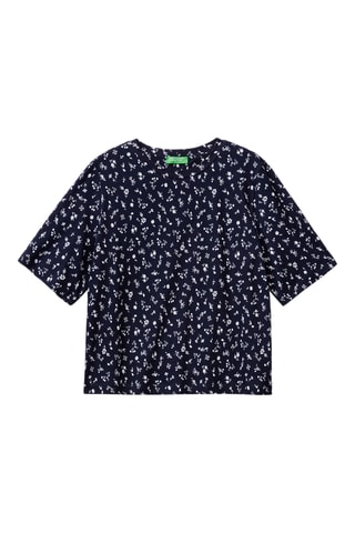 $T-shirt en lin - Bleu foncé