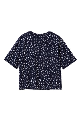 $T-shirt en lin - Bleu foncé