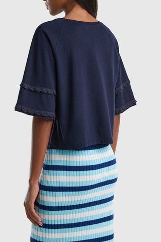 $T-shirt en lin - Bleu foncé