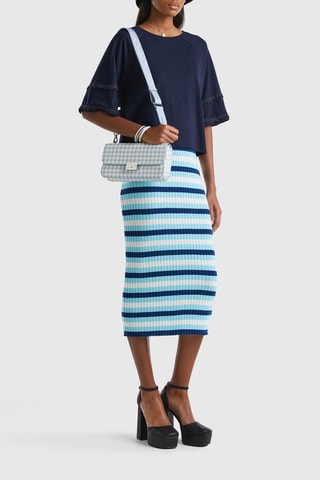 $T-shirt en lin - Bleu foncé