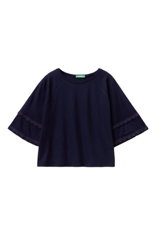 $T-shirt en lin - Bleu foncé