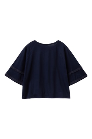 $T-shirt en lin - Bleu foncé