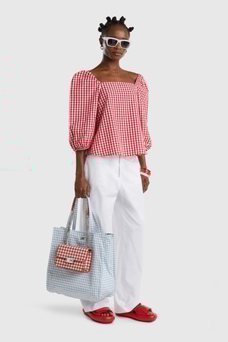 $Blouse en lin - Rouge