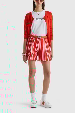 $Short en lin taille haute - Orange