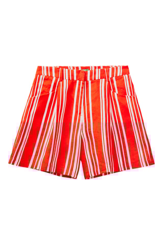 $Short en lin taille haute - Orange