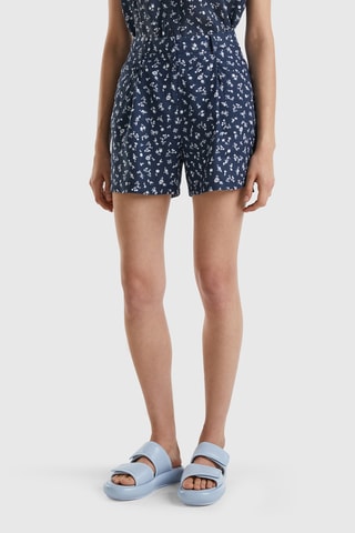 $Short en lin taille haute - Bleu foncé