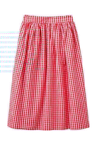 $Jupe midi taille haute en lin - Rouge