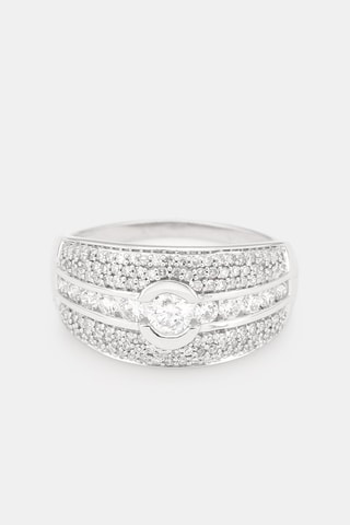$Bague Jonc Lumineux - Or blanc et diamants