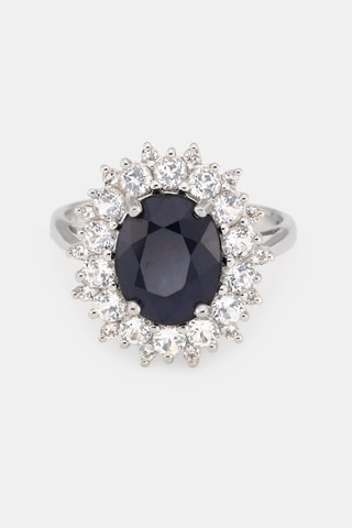 $Bague Soleil Bleu - Or blanc, topazes et saphir