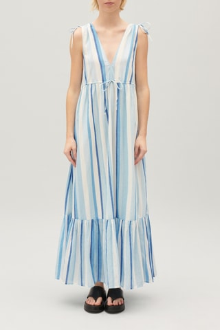 $Robe longue - Bleu et blanc