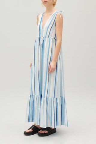 $Robe longue - Bleu et blanc