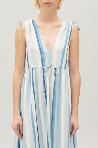 $Robe longue - Bleu et blanc
