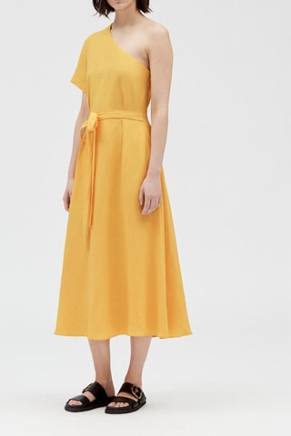 $Robe asymétrique en lin - Jaune