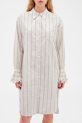 $Robe chemise mi-longue - Beige et gris