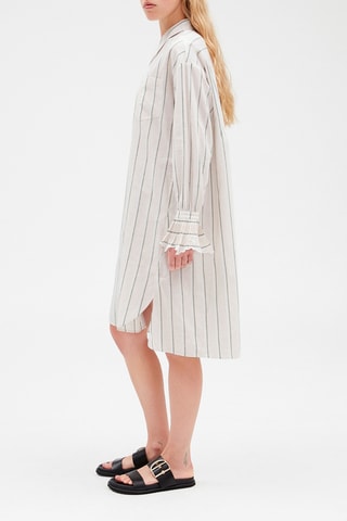 $Robe chemise mi-longue - Beige et gris