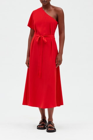 $Robe mi-longue ample - Rouge