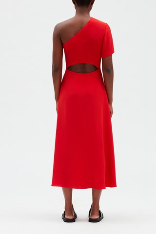 $Robe mi-longue ample - Rouge