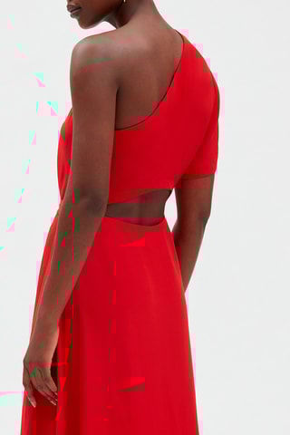 $Robe mi-longue ample - Rouge