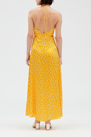 $Robe longue en soie - Jaune