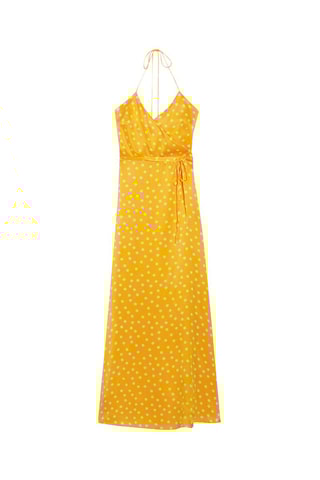 $Robe longue en soie - Jaune