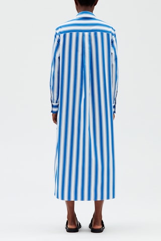 $Robe chemise - Blanc et bleu
